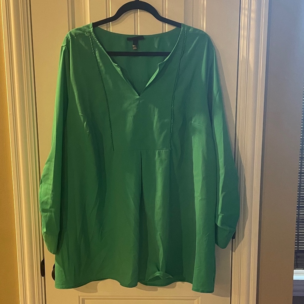 Lane Bryant Dressy 3/4 Sleeve Top; Green; Plus Size 22/24